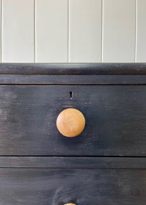 An Antique English Ebonized Black Chest of Drawers Dresser c1890