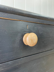 An Antique English Ebonized Black Chest of Drawers Dresser c1890