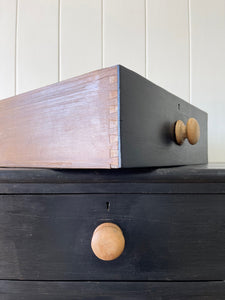 An Antique English Ebonized Black Chest of Drawers Dresser c1890