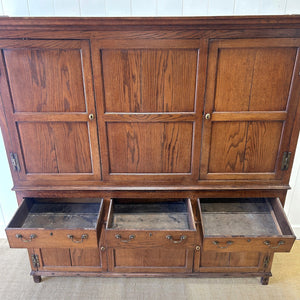 A Stately English 18th Century Oak Cupboard