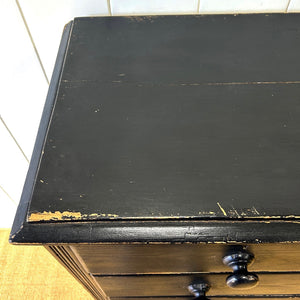 An Ebonized Antique English Pine Chest of Drawers or Dresser