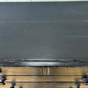 An Ebonized Antique English Pine Chest of Drawers or Dresser