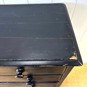 An Ebonized Antique English Pine Chest of Drawers or Dresser