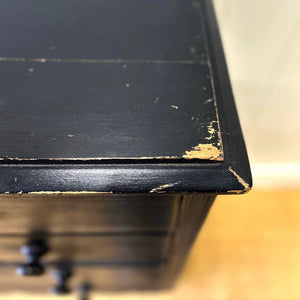 An Ebonized Antique English Pine Chest of Drawers or Dresser