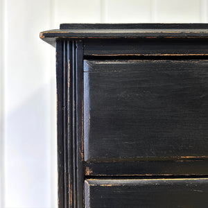 An Ebonized Antique English Pine Chest of Drawers or Dresser