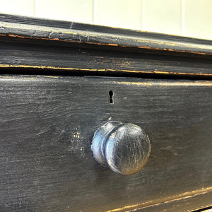 An Ebonized Antique English Pine Chest of Drawers or Dresser