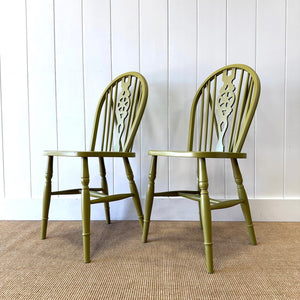 A Pair of Antique Ash Wheel Back Side Chairs