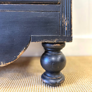 An Ebonized Antique English Pine Chest of Drawers or Dresser