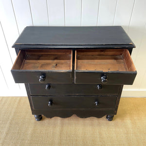 An Ebonized Antique English Pine Chest of Drawers or Dresser