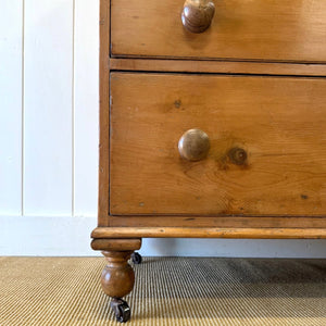 A 19th Century English Chestnut Chest of Drawers/Dresser on Castors