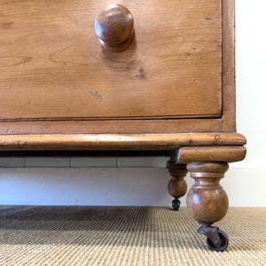 A 19th Century English Chestnut Chest of Drawers/Dresser on Castors