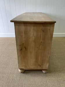 A Large English Pale Pine Colored Country 3 Drawer Buffet or Sideboard c1860