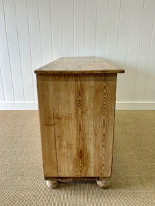 A Large English Pale Pine Colored Country 3 Drawer Buffet or Sideboard c1860