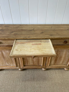 A Large English Pale Pine Colored Country 3 Drawer Buffet or Sideboard c1860