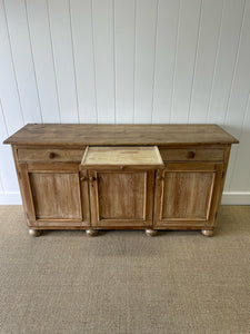 A Large English Pale Pine Colored Country 3 Drawer Buffet or Sideboard c1860