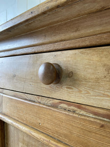 A Large English Pale Pine Colored Country 3 Drawer Buffet or Sideboard c1860