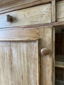 A Large English Pale Pine Colored Country 3 Drawer Buffet or Sideboard c1860