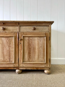 A Large English Pale Pine Colored Country 3 Drawer Buffet or Sideboard c1860