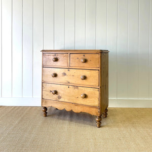 An Antique English Pine Chest of Drawers Dresser Tulip Feet c1890