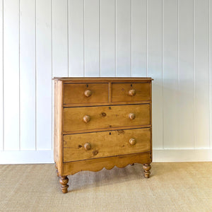 An Antique English Pine Chest of Drawers Dresser Tulip Feet c1890