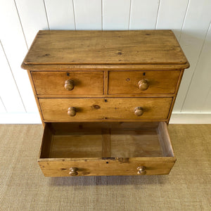 An Antique English Pine Chest of Drawers Dresser Tulip Feet c1890