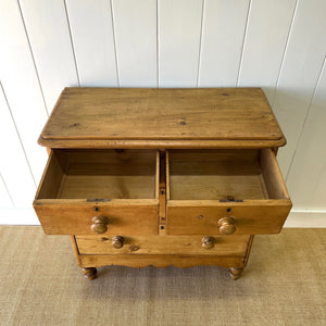 An Antique English Pine Chest of Drawers Dresser Tulip Feet c1890