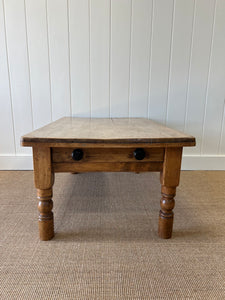 Antique English Country Pine Coffee Table c1890