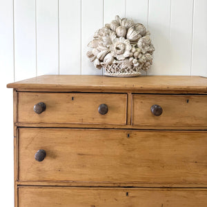 A Large 19th Century English Pine Chest of Drawers/Dresser with Tulip Feet