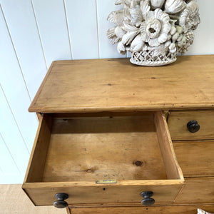 A Large 19th Century English Pine Chest of Drawers/Dresser with Tulip Feet