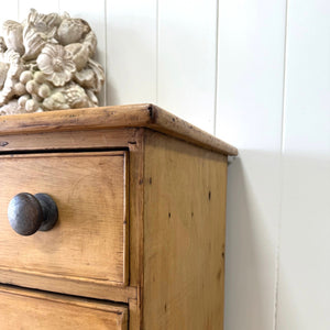 A Large 19th Century English Pine Chest of Drawers/Dresser with Tulip Feet