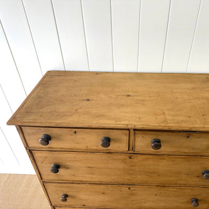 A Large 19th Century English Pine Chest of Drawers/Dresser with Tulip Feet