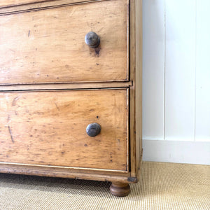 A Large 19th Century English Pine Chest of Drawers/Dresser with Tulip Feet