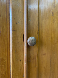 A Handsome English 19thc Pine Cupboard with Wooden Knob