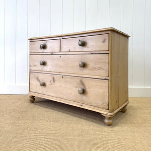 An Antique English Pine Chest of Drawers Dresser Tulip Feet c1890