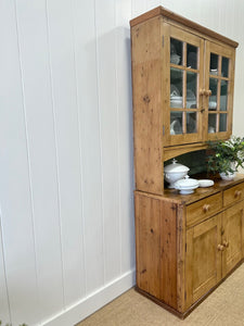 A 19th Century Pine Cupboard with Glazed Upper Doors