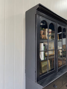 A Large and Stunning English Ebonized Pine Secretary Bookcase c1890