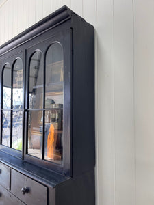 A Large and Stunning English Ebonized Pine Secretary Bookcase c1890