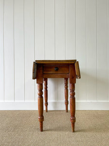 A Diminutive Antique English Country Pine Drop Leaf Kitchen Dining Table c1890