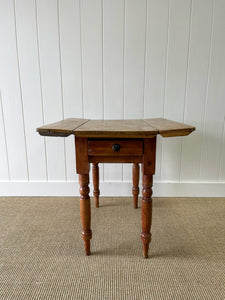 A Diminutive Antique English Country Pine Drop Leaf Kitchen Dining Table c1890