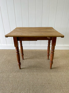 A Diminutive Antique English Country Pine Drop Leaf Kitchen Dining Table c1890