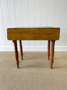 A Diminutive Antique English Country Pine Drop Leaf Kitchen Dining Table c1890