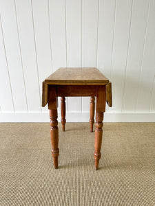 A Diminutive Antique English Country Pine Drop Leaf Kitchen Dining Table c1890