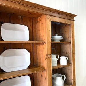 A Large 19th Century English Pine Bookcase Cabinet or Hutch