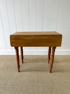 A Diminutive Antique English Country Pine Drop Leaf Kitchen Dining Table c1890