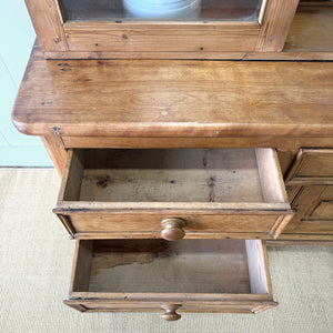 A Large 19th Century English Pine Bookcase Cabinet or Hutch