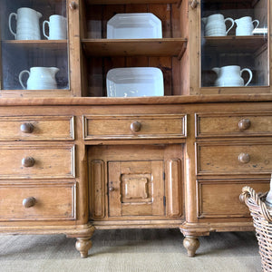 A Large 19th Century English Pine Bookcase Cabinet or Hutch