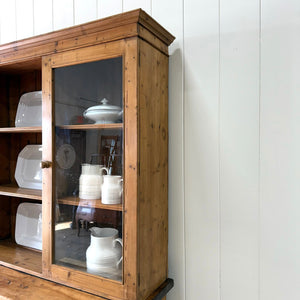 A Large 19th Century English Pine Bookcase Cabinet or Hutch