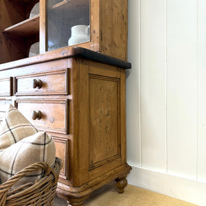 A Large 19th Century English Pine Bookcase Cabinet or Hutch