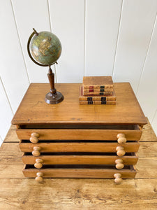 An English Pine Bank of Drawers Wooden Knobs c1890