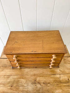 An English Pine Bank of Drawers Wooden Knobs c1890